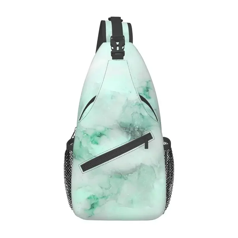 

Elegant Green Shade Marble Sling Chest Bag Customized Crossbody Shoulder Backpack for Men Traveling Daypack