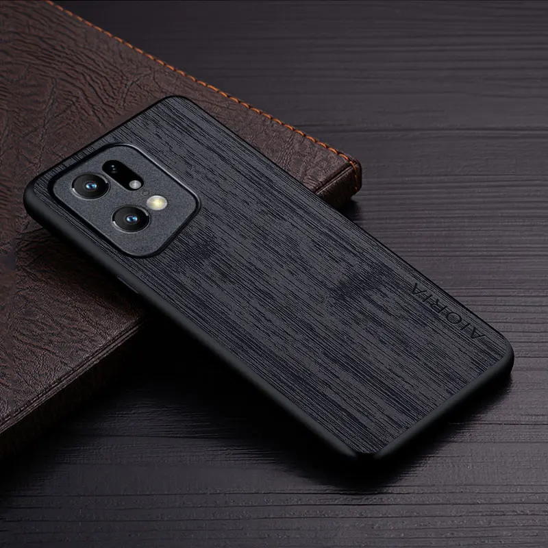 Luxury Bamboo Wood Pattern Leather Phone Cover - Premium Case for Oppo Find X5 Pro Lite 5G