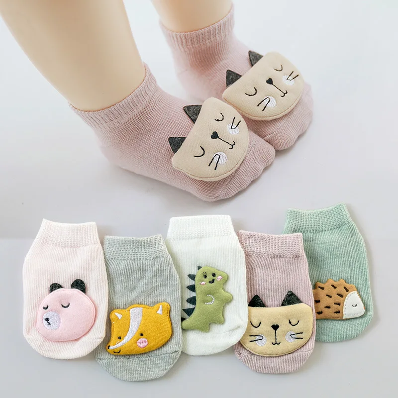 Cute Cartoon Animal Doll Baby Children Socks for Boys Girls Short Anti-slip Floor Ankle Sock Toddler Autumn Thin Cotton Socks