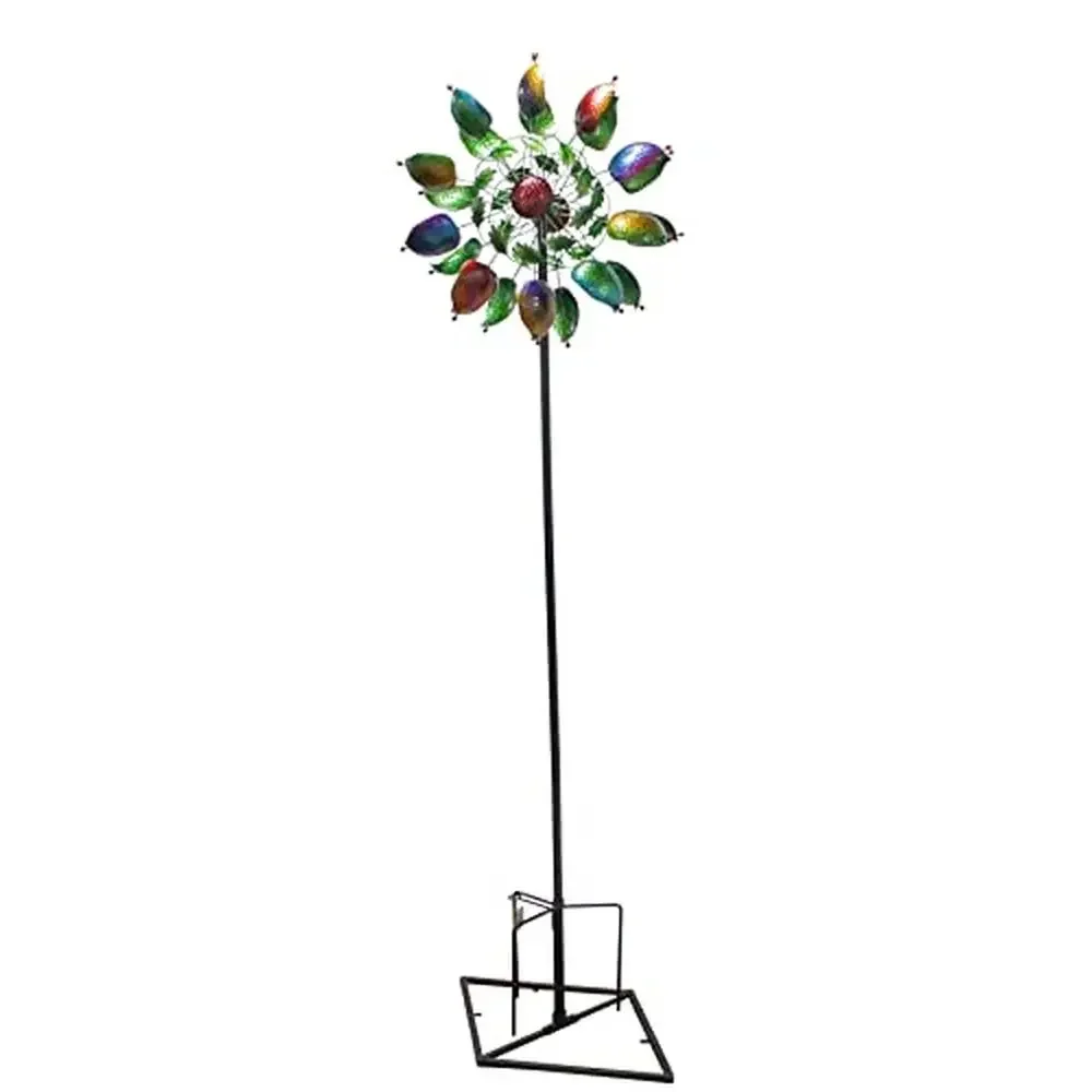 Metal Spinner Stake Colorful Cups Beads Garden Decoration 75" Height