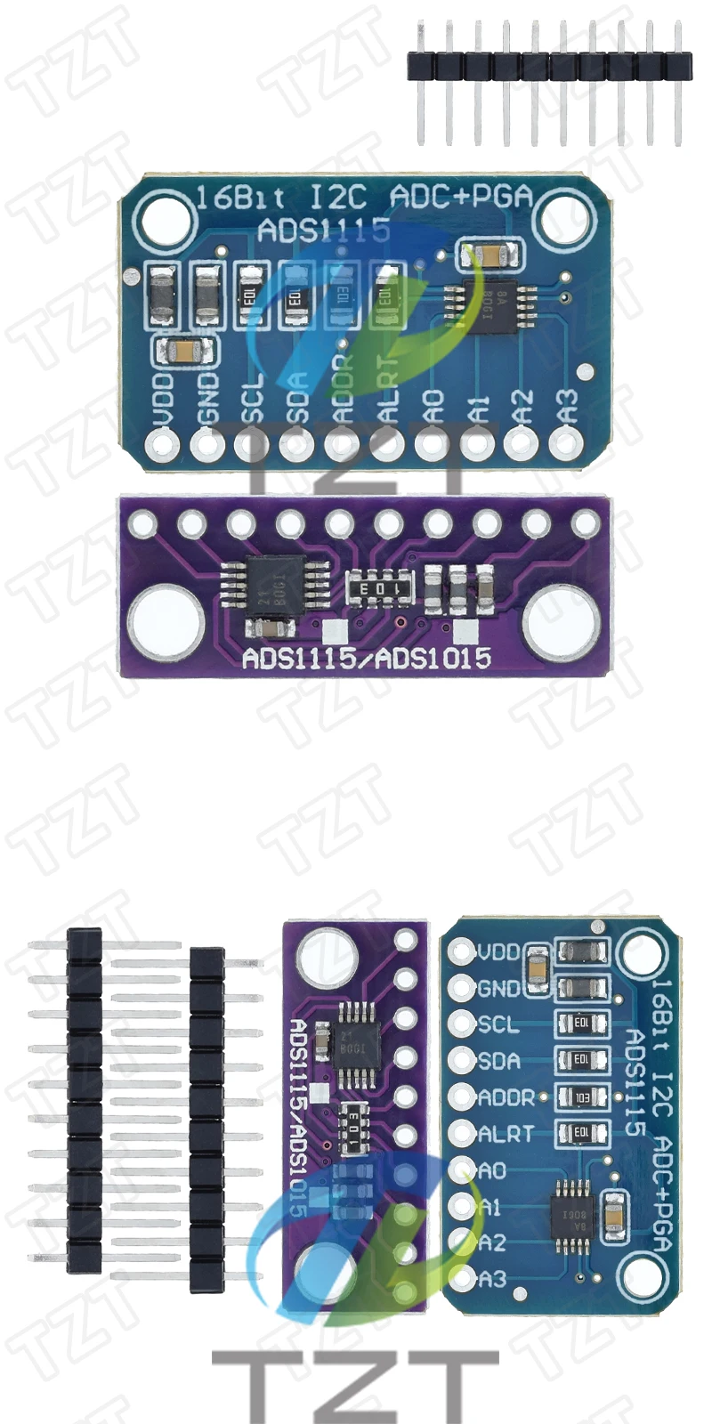 ADS1115 TZT 16 Bit I2C Modul Präzision ADC 4 Kanal Entwicklungsboard Pro Gain Verstärker 2,0 V bis 5,5 V für Arduino – Detail 7