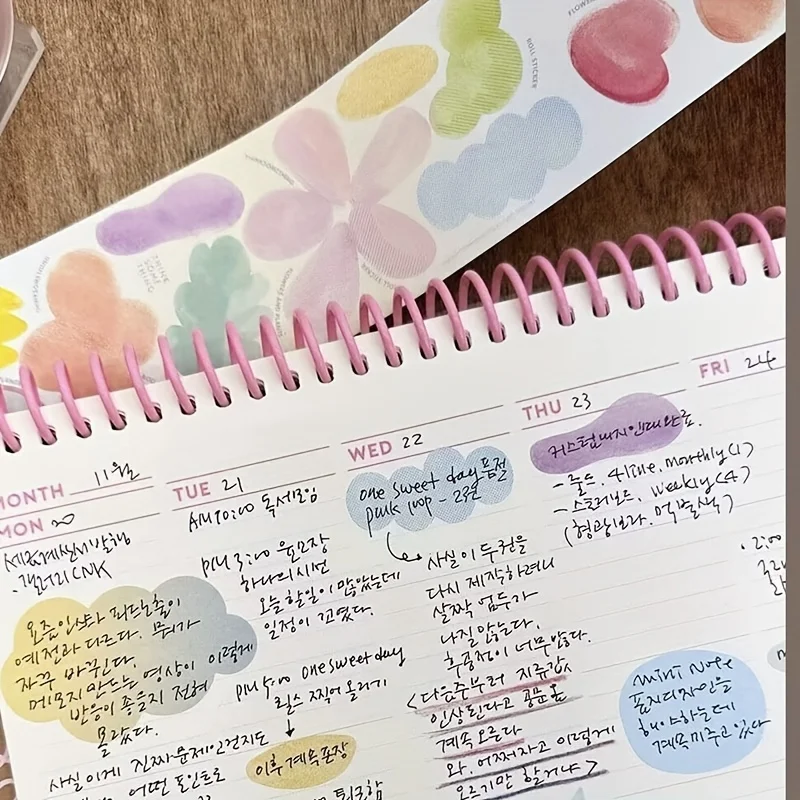 한국 꽃무늬 스티커 노트 심플 인스타그램 스타일 스티커 풀 스티커 스티키 노트 DIY 귀여운 스티커