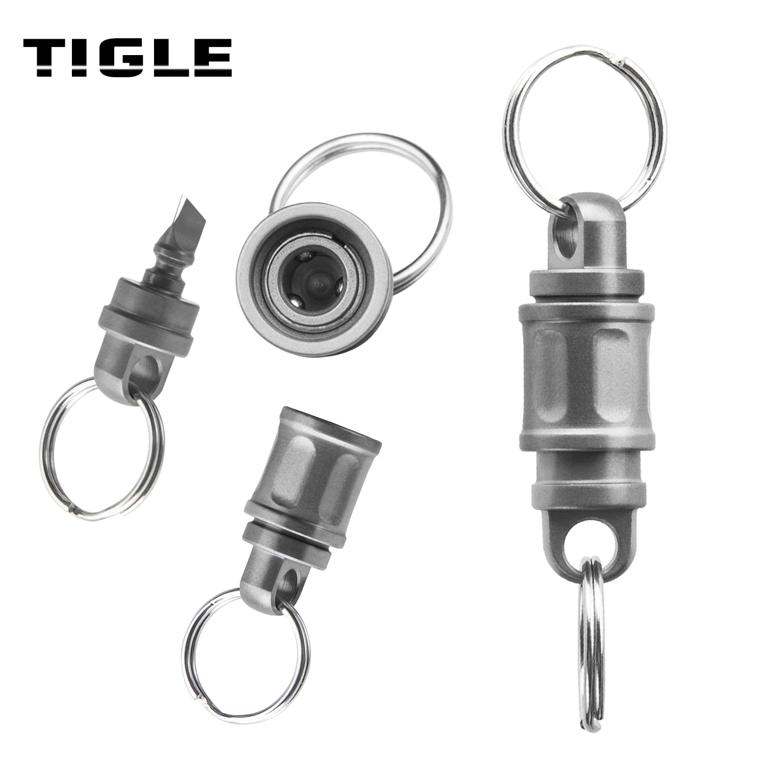 TIGLETitaniumQuickReleaseKeychainRetractableKeyChainNewPullApartKeyRingsforMen