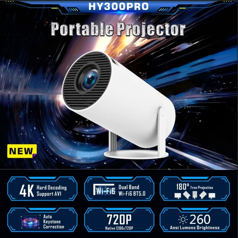 DITONG-proyector HY300 Pro con Android 11, 4K, 1280x720P, Wifi Dual, 260ANSI, para cine en casa, al aire libre, portátil, hd, led - Imagen 2