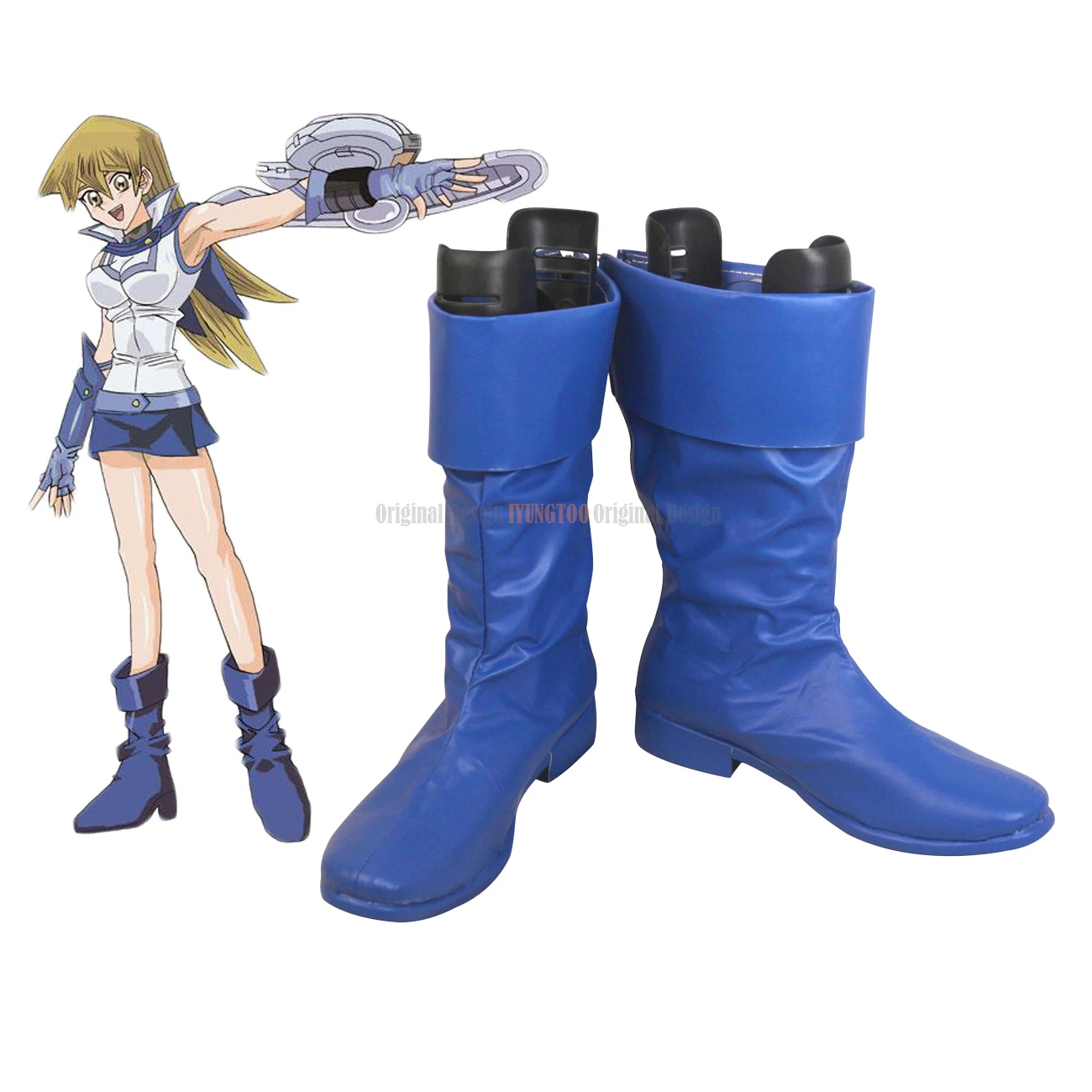 

Yu-Gi-Oh Alexis Rhodes Cosplay Boots Asuka Tenjoin Cosplay Blue Shoes Custom Made Any Size for Boys and Girls