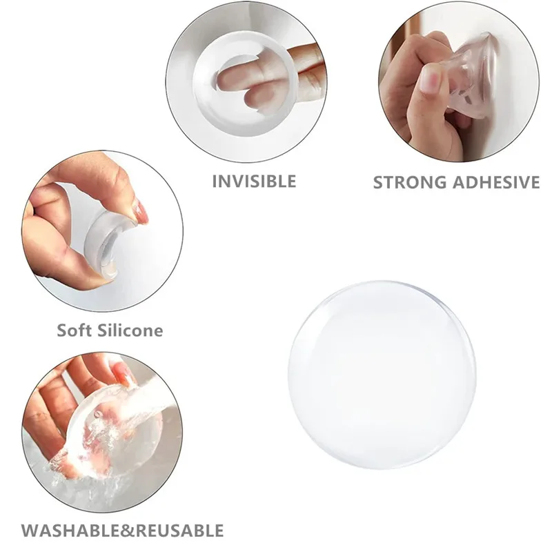Transparent Round Self Adhesive Silicone Door Stoppers Home Anti-Collisions Wall Furniture Protectors