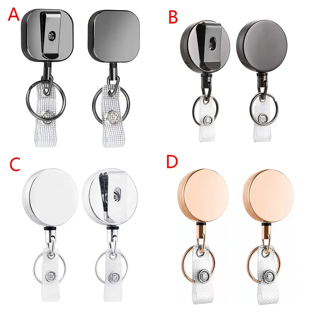 

New Metal Card Key Ring Clip Retractable Pull Key Ring Chain Reel Extendable Belt Reel ID Lanyard Name Tag Card Badge Holder