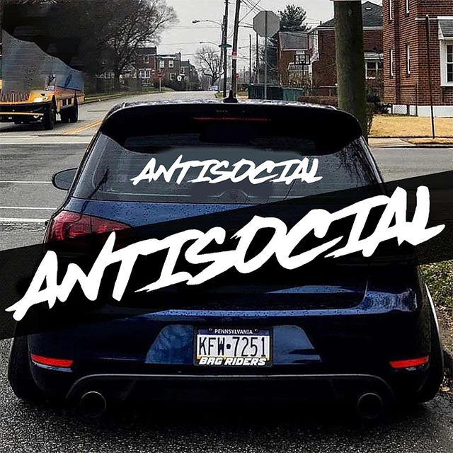 Adesivi Auto E Moto Riflettenti - Scritte Divertenti E Styling In Vinile Antisociale (30x5 Cm) - Foto 2