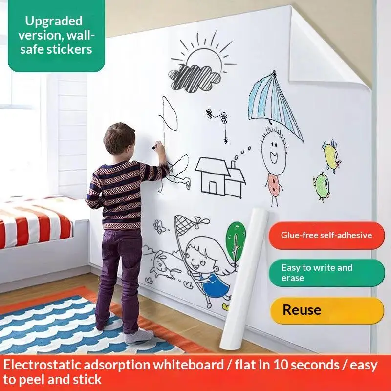 Electrostatic Whiteboard Sticker Removable Reusable PP Material Erasable Sheet for Teaching Graffiti Household Drawing