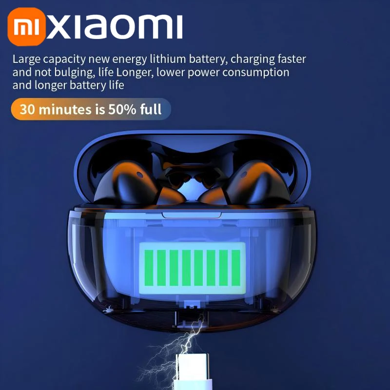 Xiaomi 2024 Original Wireless Bluetooth Earphones TWS Sports Headphones Earbuds Dual HD Mic Headset LED Display Gaming Earphones 5
