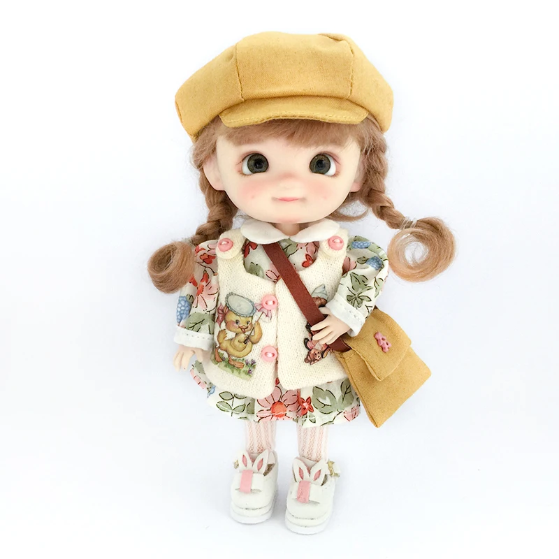 Ob11 Ins Dress Clothes Suit Lolita Dolls Dress With Floral Pattern Outfit Skirt Hat For 1/12 Bjd Obitsu 11 Gsc Ymy P9 Molly Doll 5