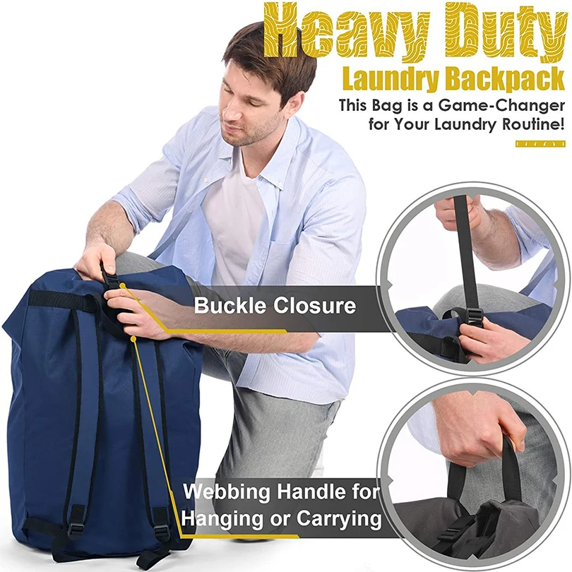 Laundry Bag Backpack, 115L Extra Large Travel Laundry Bags, Adjustable & Extendable, Laundry Hamper Bag For Laundromat, College 5