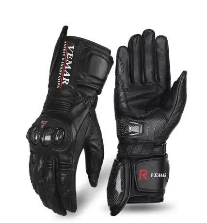 

VEMAR Locomotive Retro Cowhide Goat Leather Gloves Motorcycle Long Gloves Winter Touch Screen Long Style Motocross Gloves S-2XL