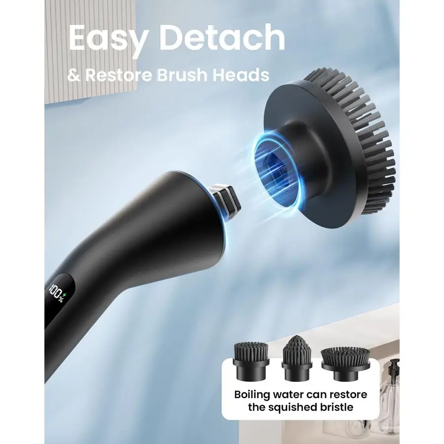 Electric Spin Scrubber, 2026 Upgraded Cordless Cleaning Brush Bathroom Scrubber, IPX7 Waterproof Electric Scrubber with 7 Brush 4