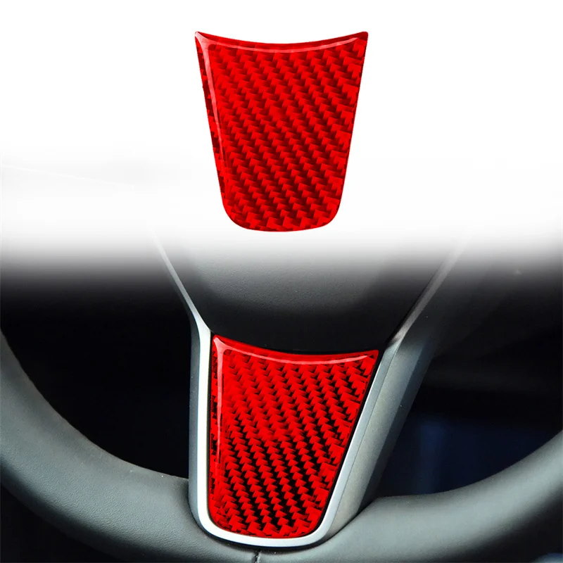 

For Tesla Model Y 2020+ Model 3 2017-2022 Carbon Fiber Sticker Car Steering Wheel Panel Cover Trim interior Car Accessories
