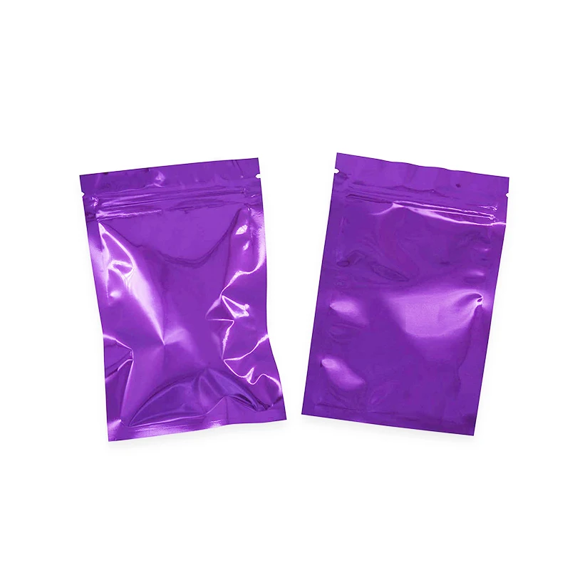 Purple Color Glossy Zip lock Plastic Small Pouch  Gift Candy Party Tea Chips Coffee Bags Aluminum Foil Bag Customized Logo 2