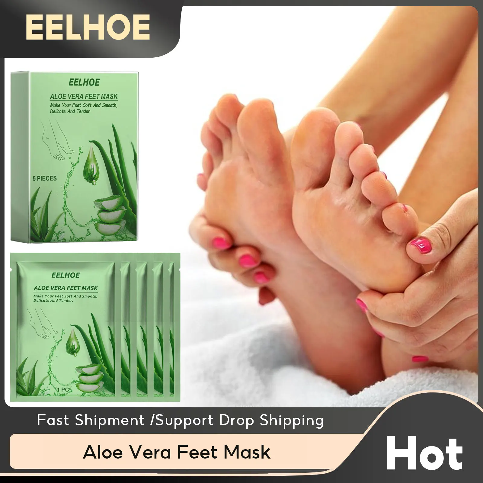 

Aloe Vera Foot Mask Peeling Pedicure Socks Exfoliating Feet Mask Remove Dead Skin Anti Cracked Whitening Heel Foot Care Patches