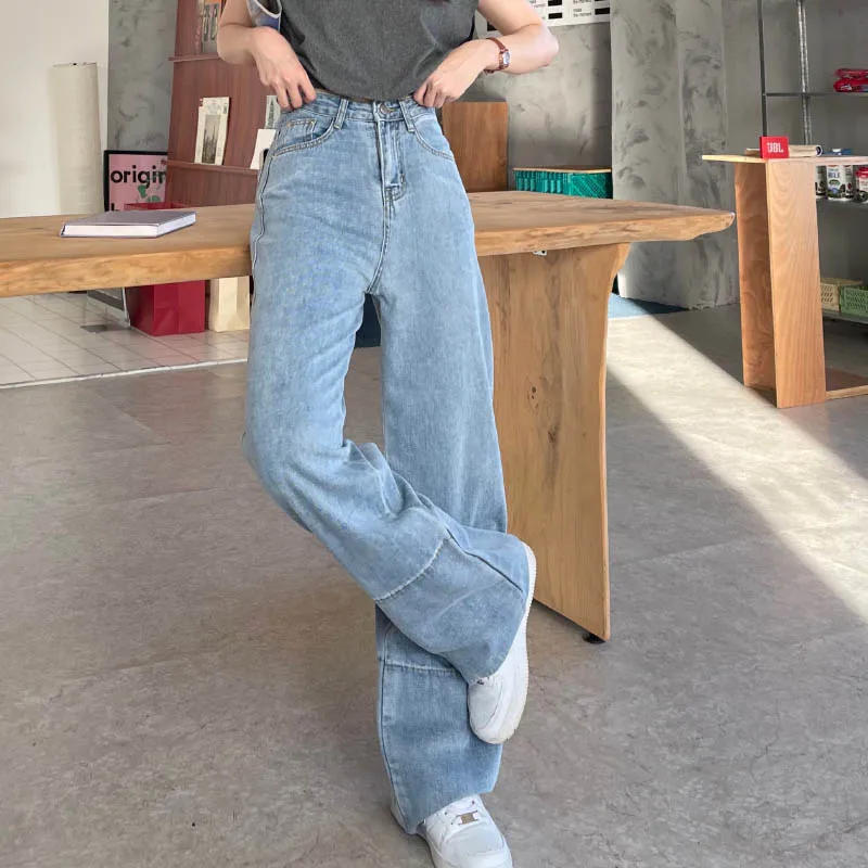 jeans women JMPRS Patchwork Women Streetwear Jeans Fashion Blue Summer Loose High Waist Straight Thin Denim Pants High Street Stacked Jeans cargo pants for women