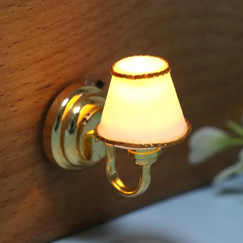 1:12/1:6 Scale Dollhouse Accessories Miniature LED Wall Sconce Lamp, Dollhouse Table Lamp, Battery Operated With ON/OFF Switch 3