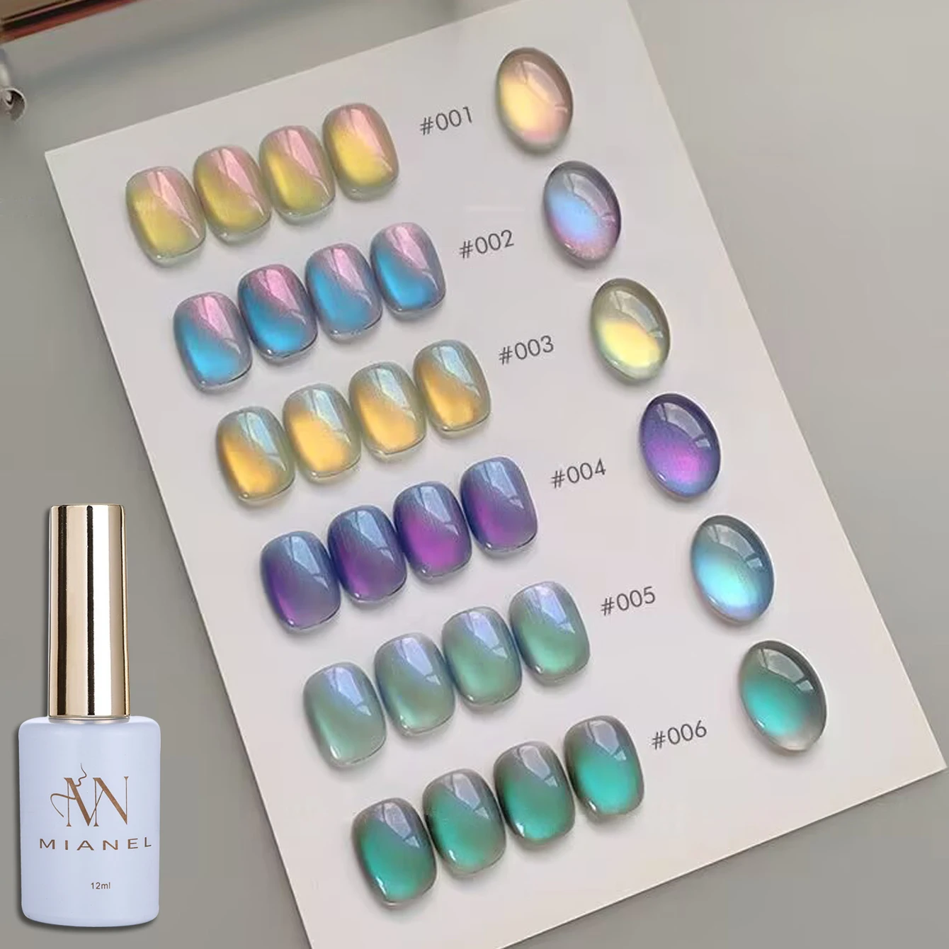 12ML Strobe Green Cat Eye Magnetic Gel Polish - Summer Nail Collection
