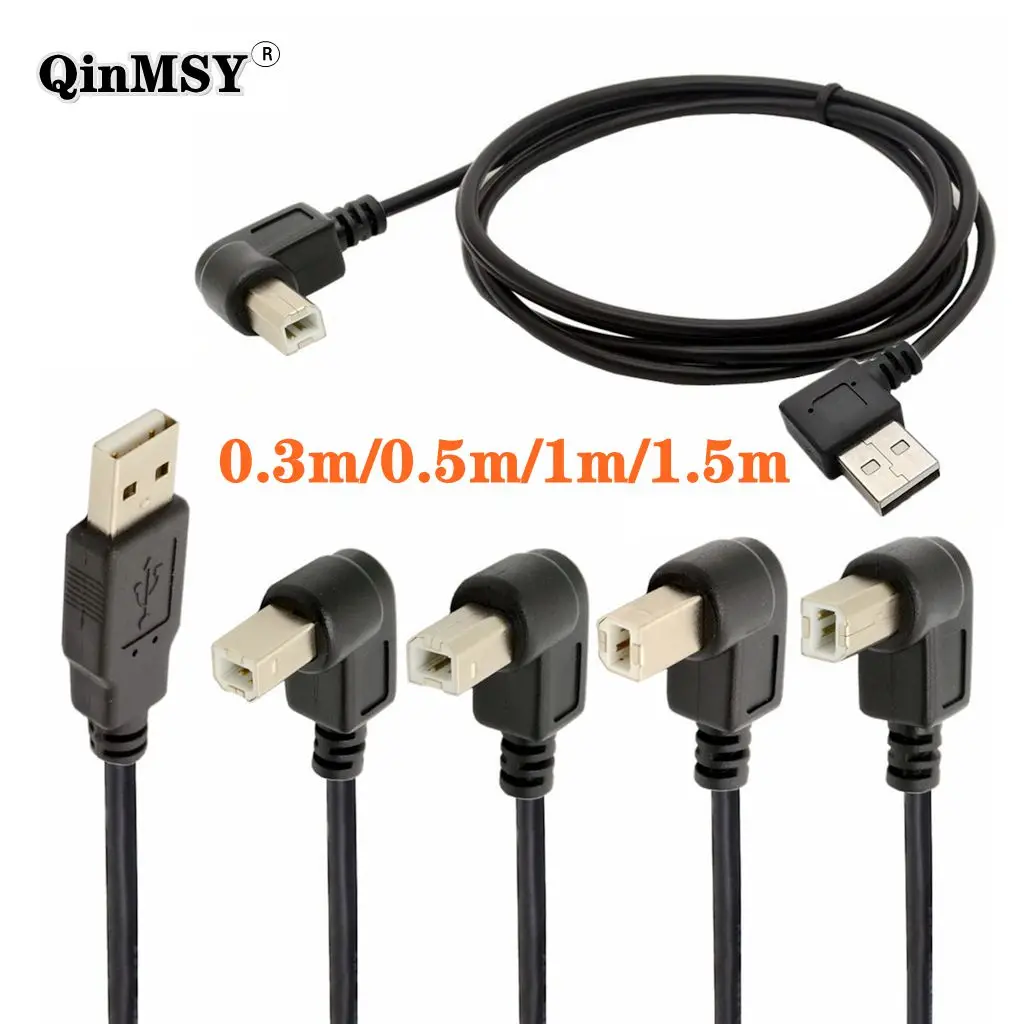 

Double Right Left Right Angle USB 2.0 A Male to USB B Male Type B BM Printer scanner 90 degree cable 30cm 100cm BM Angled Cable