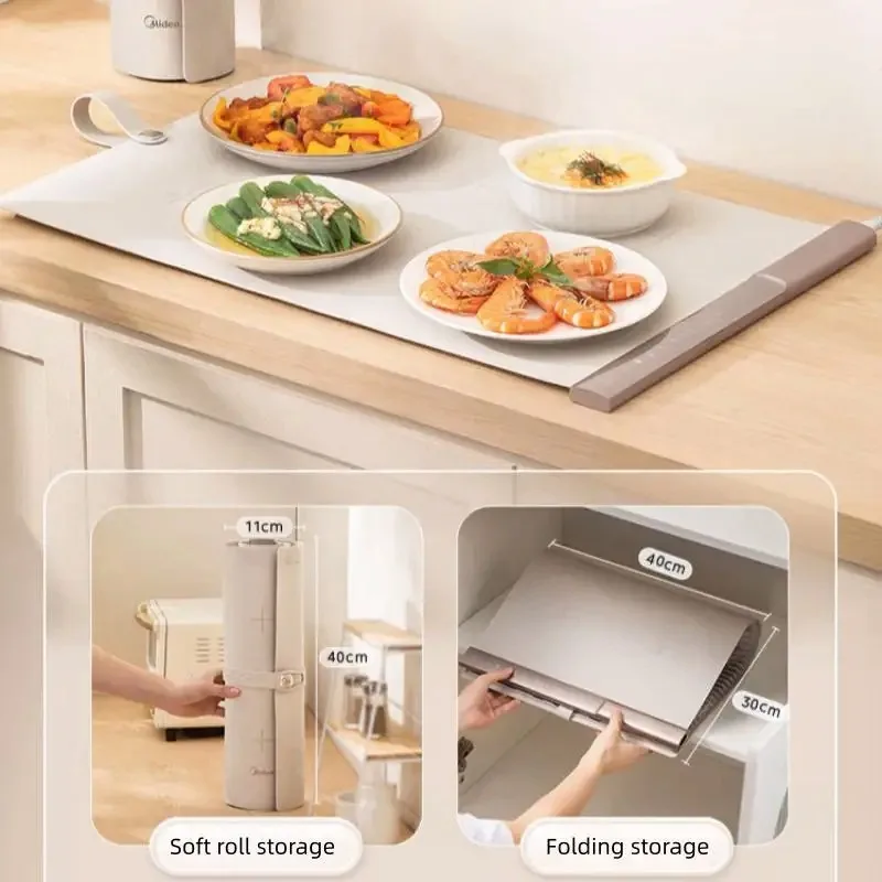 

Электрическая грелка для еды Midea, 66x40 см, мягкий рулон, для хранения, 250 Вт, 220 В, складная грелка для кружек, подогрев стола, коврик, подогрев посуды