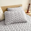 2025 New Solid Color Waterproof Bed Hat Wavy Cotton Anti-bacterial Mattress Cover Protector Skin-friendly Bed Cover with Elastic 6