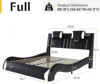 LED Bed Frame Full, Modern Faux Leather Upholstered Platform Bed, Wave Like Curve Design No Box Spring Needed, Black 2