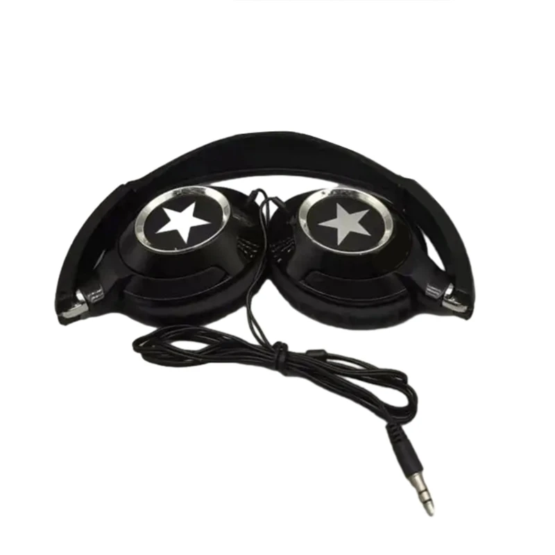 Headphones Wire Folding Lightweight Headset for Cellphones Tablets Smartphones Laptop 3.5mm Wire Headphone F19E