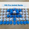 108PCS Jewish Rubber Ducks - Blue & White Perfect for Hanukkah, Shabbat, Car Decor & Party Favors 1