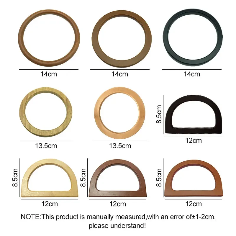 Leather Handbag Making Kit 2PCS Round D shaped Bag Handle DIY Bag Making Replacement Wood Handbag Tote Handle Handcraft Accessories
