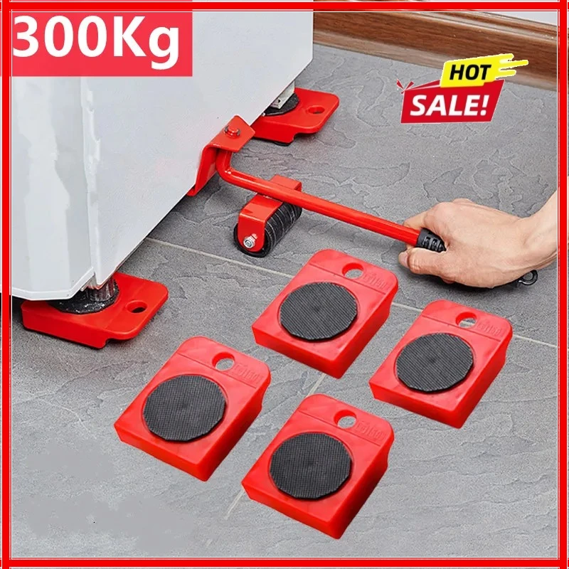 Set di Rulli per Spostamento Mobili, Attrezzo per Sollevamento e Trasporto, Barra con Ruote per Spostare Oggetti Pesanti, Dispositivo Manuale