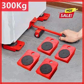 Set di Rulli per Spostamento Mobili, Attrezzo per Sollevamento e Trasporto, Barra con Ruote per Spostare Oggetti Pesanti, Dispositivo Manuale