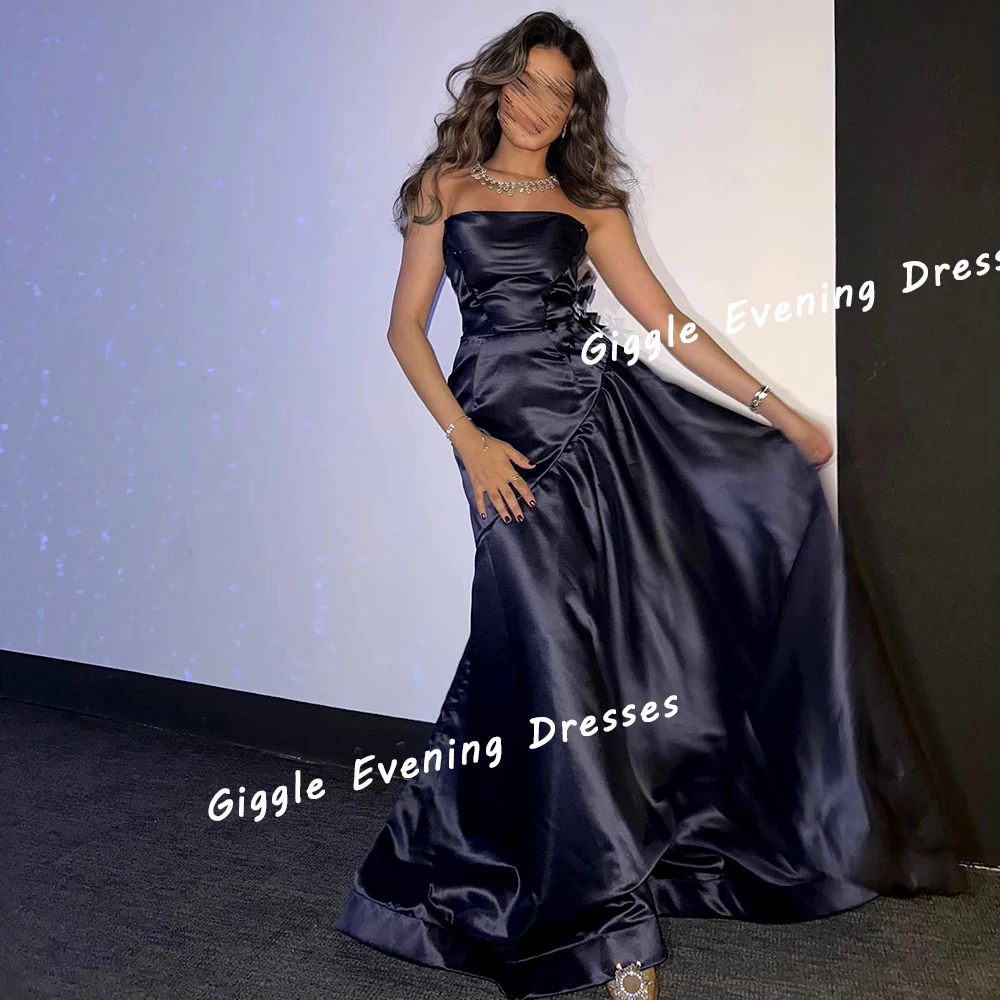 

Giggle Satin Strapless Draped Pretty Prom Gown Saudi Arab A-Line Elegance Floor-Length Evening Party Dresses for Women 2024