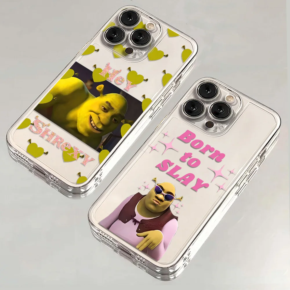 Cartoon Shrek-Themed Clear Phone Case