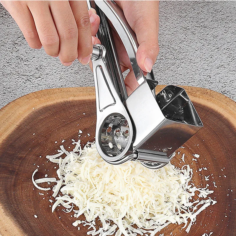 Stainless Steel Cheese Butter Grater Handheld Rotary Shredder with Handle  Crank Herbs Grinder Cooking Baking Gadget Gift