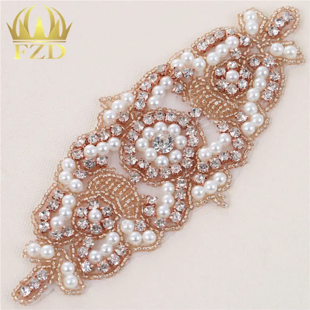 

(30pcs) Wholesale Hot Fix Iron On Rhinestone Beaded Applique Crystal for Wedding Dress Bridal Sash and Sew on DIY Headbands Bags