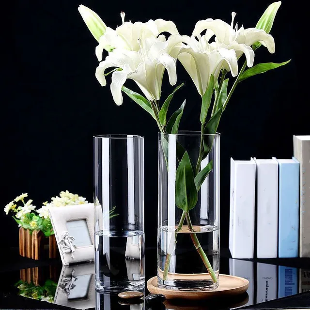 Piante idroponiche Vaso da fioriera in vetro da tavolo Vaso in vetro Cilindro trasparente Vaso da fiori Camera da letto Decorazione domestica da tavolo 3