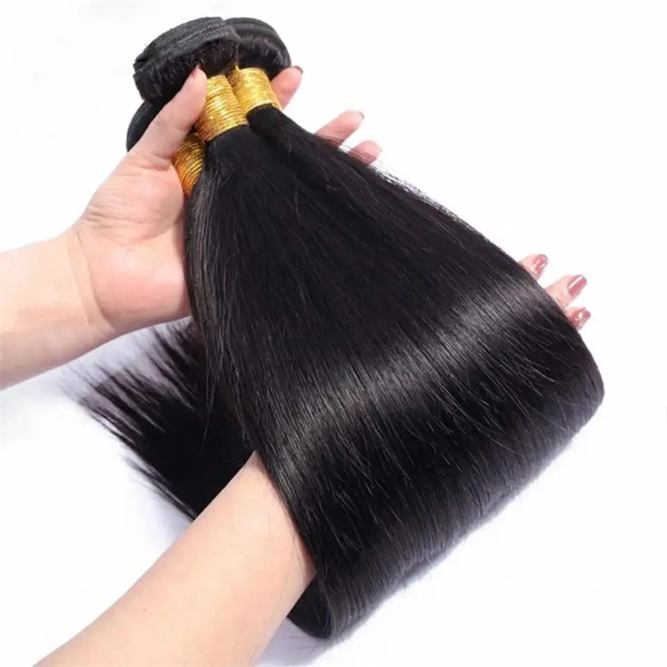 Brazilian Virgin Human Hair Extensions Straight Bundles