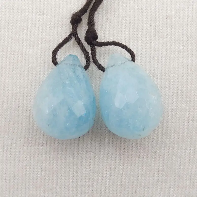 New Design Semiprecious Natural Stone High Quality Precious Blue Aquamarine Beauty Drop Earring Bead Best Gifts 22x15mm 12g