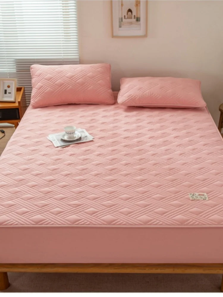 

Quilted fitted sheet, all-inclusive red sheet, single piece, non-slip fixed