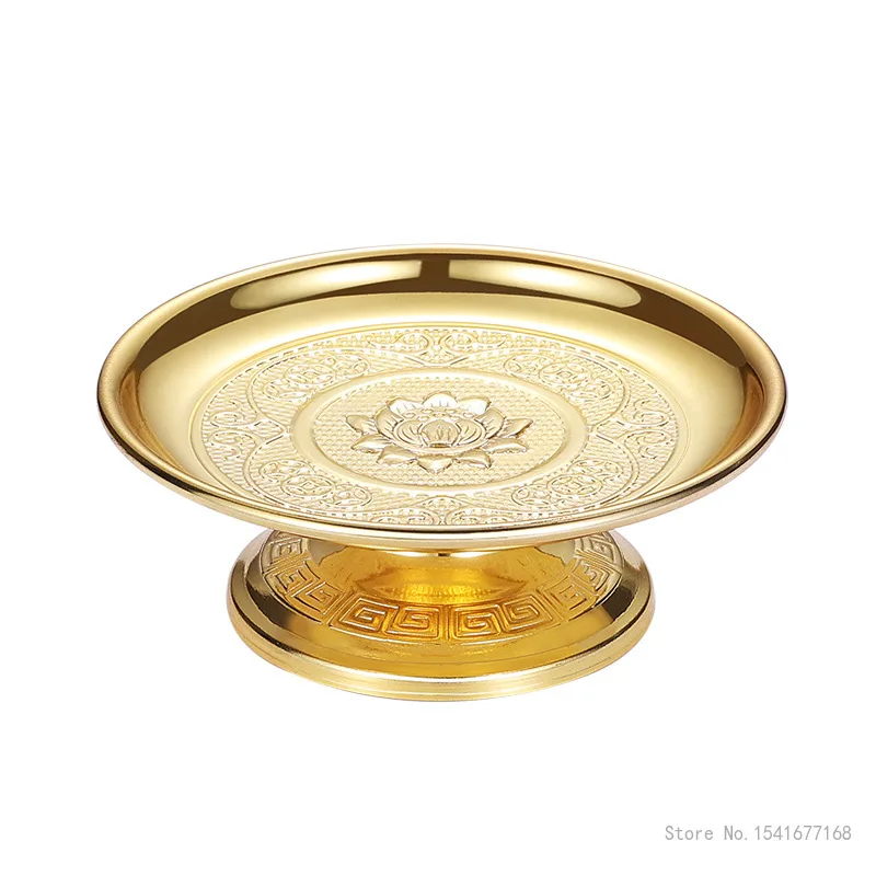 Creative Buddha Front Thickened Alloy Fruit Plate Buddhist Temple Supplies Home Restaurant Living Room High Footed Tray , 1pc