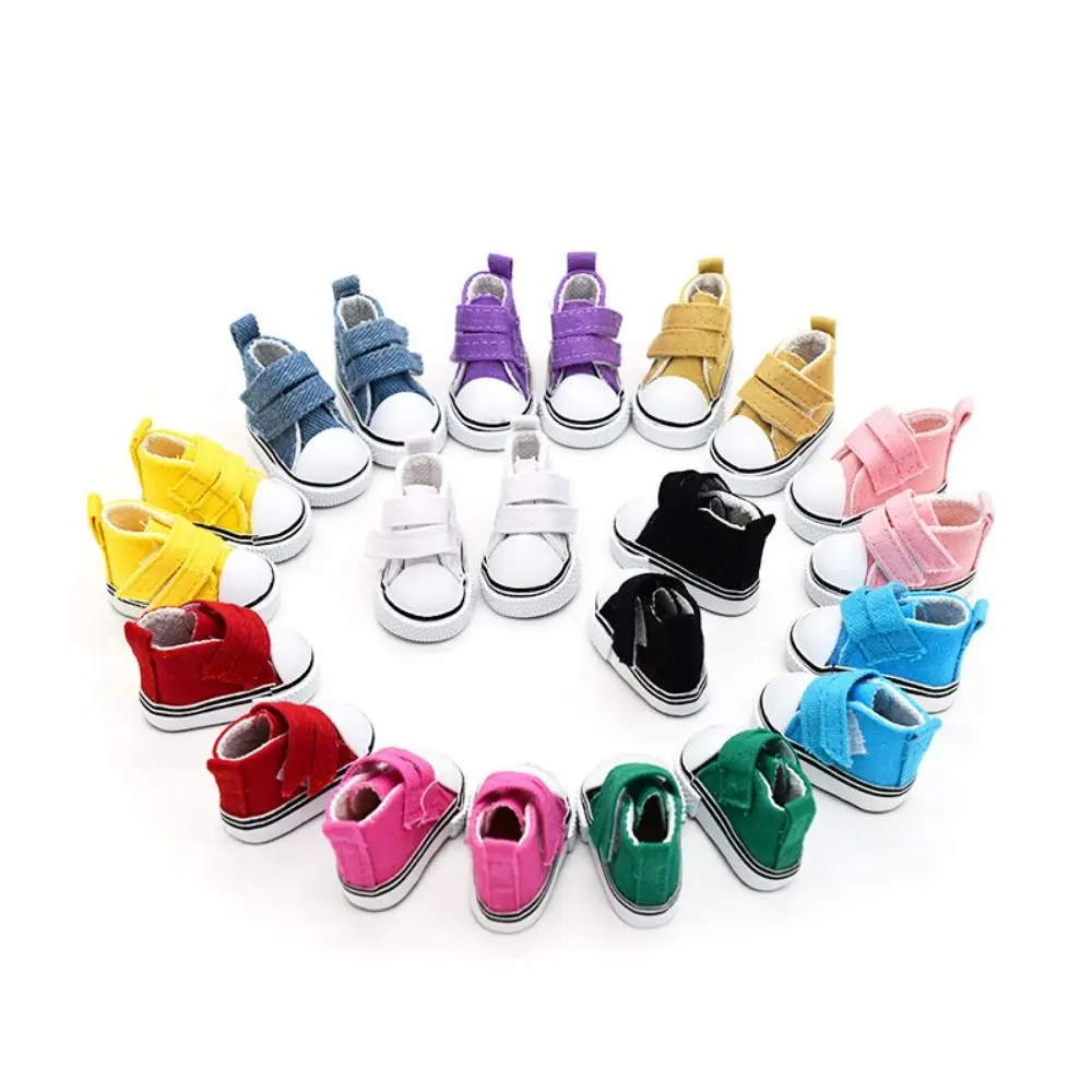 1 Pair DIY Doll Canvas Shoes Sneakers Shoes Mini 5cm Length Mini Casual Shoes Colorful Plimsolls Doll Sneakers BJD Doll Shoes