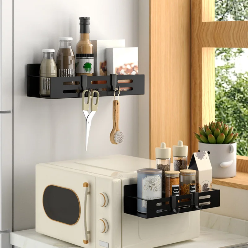 Storage Organizer Magnetic Seasoning Rack Hook SpaceSaving Shelf Wall Mount Kitchen Accessorie 1/2pcs