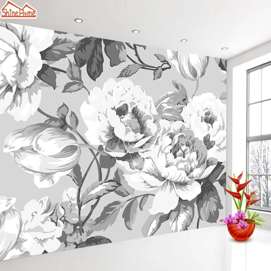 Vintage Nature Floral Wallpapers for Living Room Black White Rose Photo  Sofa TV Background Wall Murals Papers Home Decor Rolls