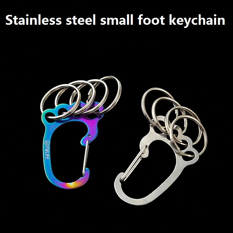 

Colorful titanium stainless steel keychain creative multi ring small foot car personality cute key storage and anti loss