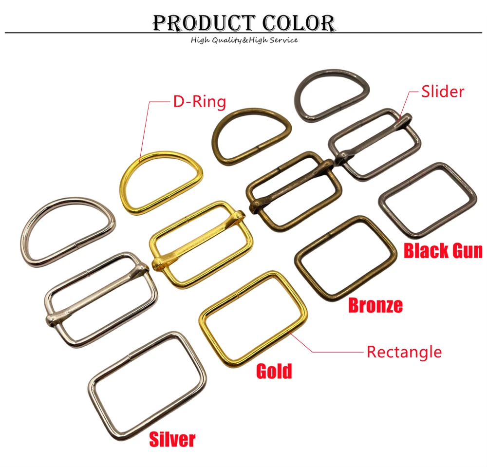 10 Stück/Packung Drahtgeformte Metall-D-Ringe Rechteckige Schlaufen Tri-Glide Schiebeverschluss Nicht-geschweißte Gürtelschnalle – Detail 3