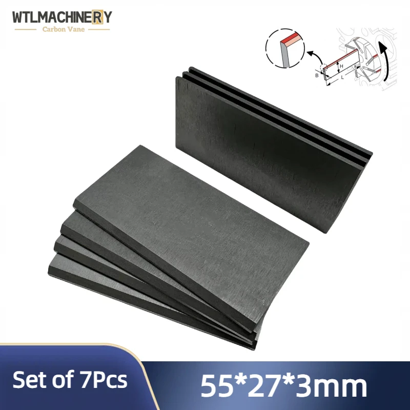 7Pcs 55*27*3 mm Carbon Vanes VT3.10/4.10 Graphite Vane For Vacuum Pump Air Pump Carbon Vane Sheet Compressor Blade