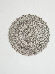 Elegant White Boho Chic Mandala Wooden Wall Art Decor (TK185 - MS8743)