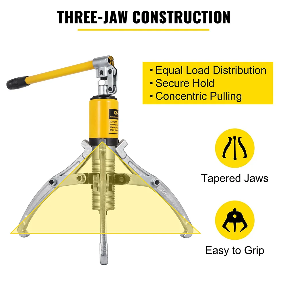 VEVOR Hydraulic Gear Puller, 10/15 Ton Capacity Hydraulic Puller, 3 Jaws Bearing Hub Separator, for Pulling Hubs,Gears, Bearings 6